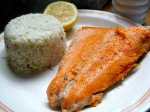 Fresh salmon. This was so buttery and tender and delicious.